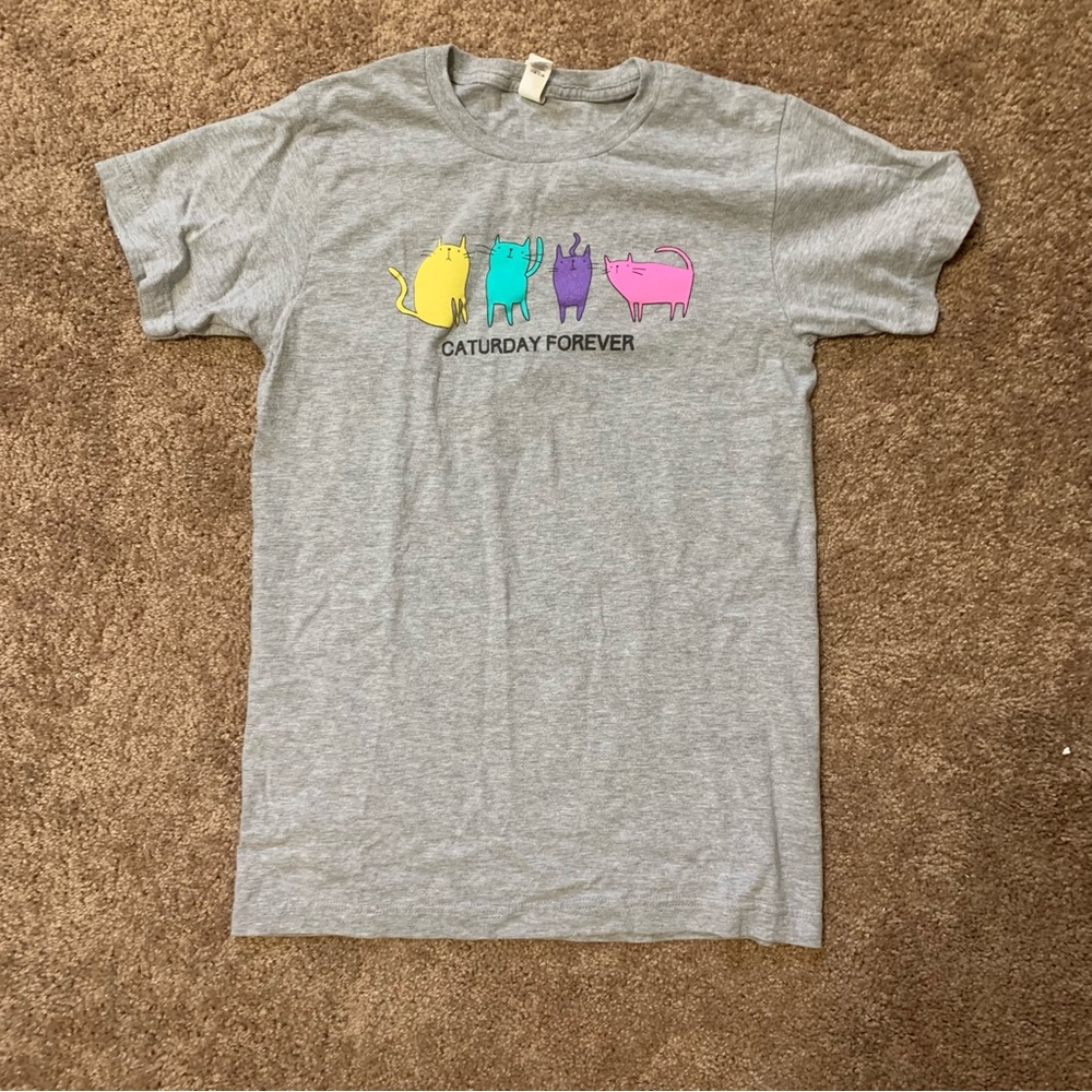 Tultex Gray Cat Graphic Tee